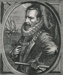 Portret van de condottiere Alexander Farnese, hertog van Parma, gouverneur van de Lage Landen, naar Otto van Veen (gravure)
