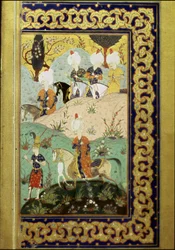 Ottomaanse Rijk: voorstelling van Sultan Selim I genaamd de Verschrikkelijke (1470-1520) te paard. Miniatuur uit de Divan (gedichtencollectie) geschreven door Sultan Selim I. (Ms. FY1330, fol. 27) 16e eeuw. Istanbul, Universiteitsbibliotheek