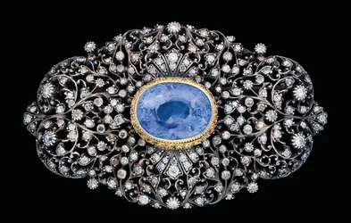 Ottomaanse broche met diamant en saffier
