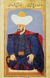 Portret van de Sultan van het Ottomaanse Rijk Murad I (1326-1389). Miniatuur uit het manuscript 