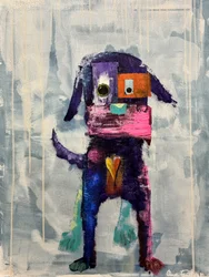 Kleurrijke abstracte hond