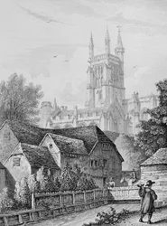 College Tower, Bibliotheek en Molen Winchester, ca. 1830