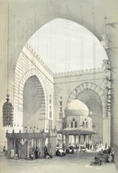 Interieur van de moskee van Sultan Hasan, in Caïro