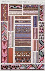 Middeleeuwse stijl decoratie, Plaat LXVII uit Grammar of Ornament, door Owen Jones (1809-1874), Londen