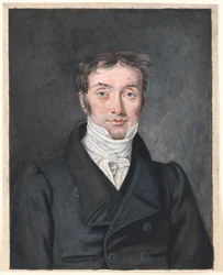 Portret van schoolmeester Hans Jensen Visby (1777-1870), uit Aagerup, Ramløse parochie