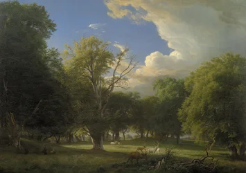 Zomermiddag met een Voorbijgaande Regenbui. Het Hertenkamp in Jægersborg ten Noorden van Kopenhagen