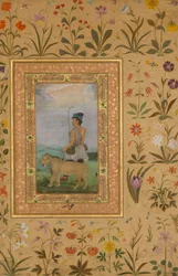 Derwisj met een leeuw, Folio uit het Shah Jahan Album