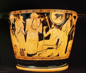 Verzameling van de helden in het kamp voor Troje ...