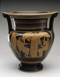 Roodfiguren Kolom Krater met scène van Zeus en Hera, 480-460 v.Chr.