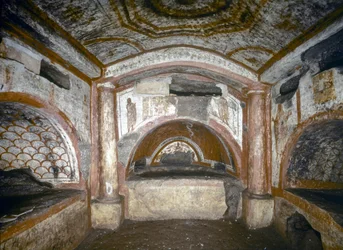 vroegchristelijke kunst: Catacomben van Domitilla. Cubiculum van Orpheus, midden 3e eeuw (fresco)