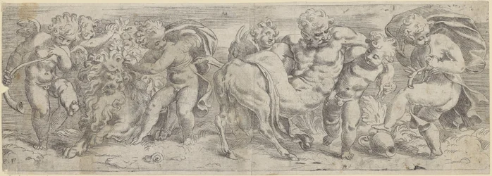 Dronken sater en putti