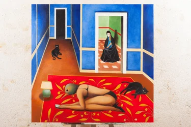 Annonciation in blauw fluweel, 2016 (olieverf op houtpaneel)