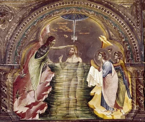 De doop van Jezus, detail van de polyptiek van Santa Chiara