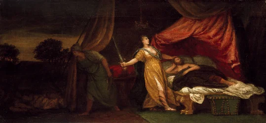 Judith op het punt Holofernes te doden