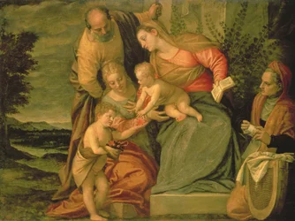 De Heilige Familie met St. Elizabeth en Johannes de Doper
