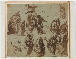 Verschillende schetsen van de Madonna en het kind (recto)