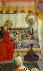 Altaarstuk van de Geboorte van de Maagd (detail)