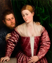 Dubbelportret van een Venetiaanse vrouw en haar ridder, ca. 1560