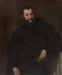 Portret van een man (met een fragment van een antieke kolom)