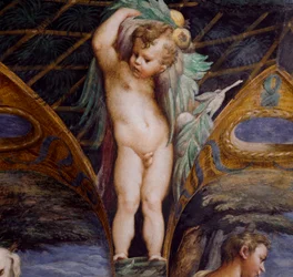 Cherubijn, detail van Mythe van Diana en Actaeon