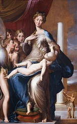 Madonna en Kind met Engelen Madonna met de Lange Nek