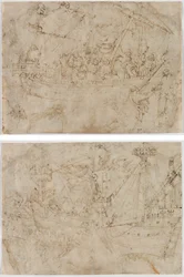 Navicella (recto) Twee tekeningen van schepen (verso)