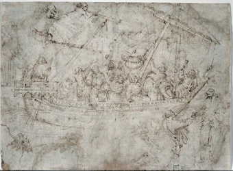 Twee tekeningen van schepen verso, 1410s