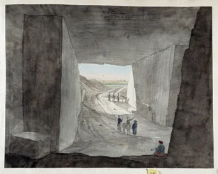 Egypte. Interieurzicht van een steengroeve op de berg Kattan