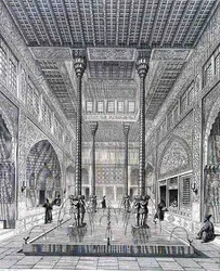 Interieur van het Paleis van Chahar Bagh, in Isfahan, uit 