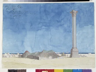 Tent, kamp aan de voet van de Pompeiuszuil