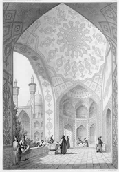 De vestibule van de hoofdingang van de Medrese-i-Shah-Hussein, Isfahan, plaat 21 uit 
