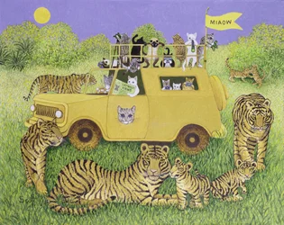 Kattensafari (olieverf op doek)