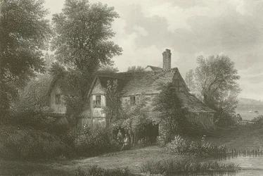 Cottage in Old Hyde Park, Londen (gravure)