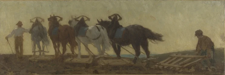 Geschiedenis van het graan: ploegen, zaaien, eggen: Schets voor de tekensaal van de school aan de rue Dombasle
