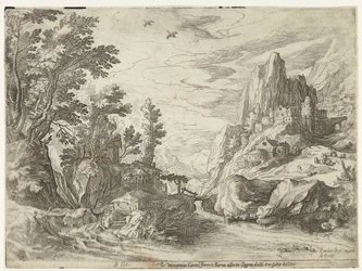 Rivierlandschap in Campania met stad op rotsen