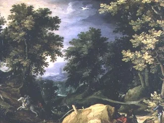 Landschap met een konijnenjacht