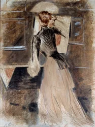 Portret van Madeleine Carlier. Paul Helleu (1859-1927), 20e eeuw. Bayonne, Musee Bonnat