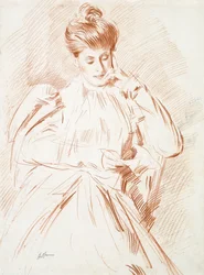 Portret van Madame Helleu, Lezend