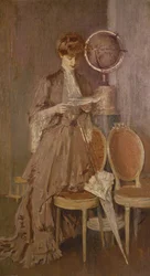 Portret van Mme Helleu die een brief leest