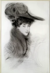 Portret van de Hertogin van Malborough. Tekening door Paul Helleu, 20e eeuw. Bayonne, Musee Bonnat