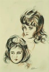 Twee studies van Ellen, de dochter van de kunstenaar