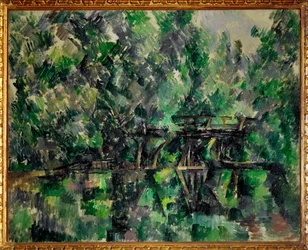 Brug over een vijver (schilderij op doek)