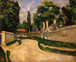 Huizen langs een weg, ca. 1881