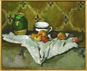 Nature Morte avec pot, tasse et pommes, Stilleven met pot, beker en appels (schilderij)