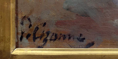 Handtekening van de schilder Paul Cézanne (1839-1906) uit het schilderij 