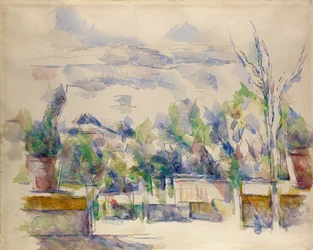 Het terras in de tuin van Les Lauves