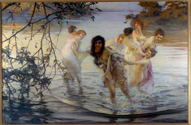 Jonge vrouwen in het water