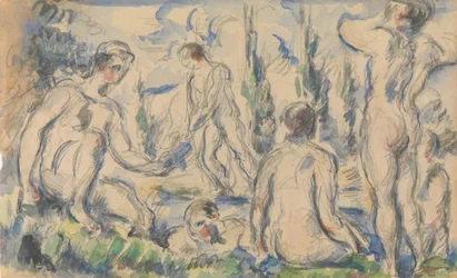 Badhuis recto, Landschap verso, ca. 1888 recto
