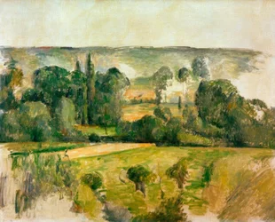 Platteland en heuvel, nabij Médan
