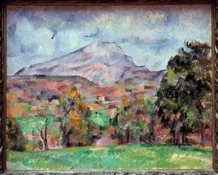 La montagne Sainte Victoire. Schilderij door Paul Cezanne, 19e eeuw. Genève, museum voor kunst en geschiedenis